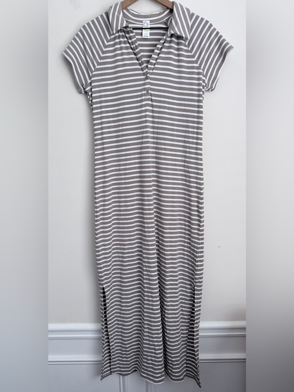 OFFLINE Aerie Polo Maxi Dress Womens M Rib Knit Short Sleeve